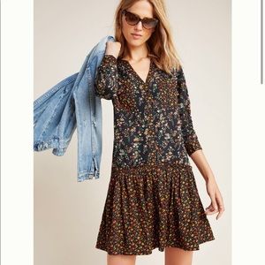 Anthropologie button-front floral tunic